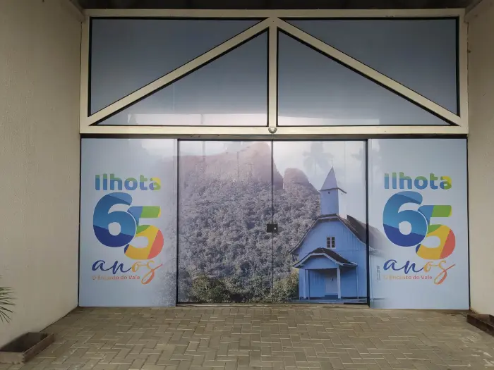 Adesivo decorativo de porta de vidro, para comemoração de aniversário de cidade